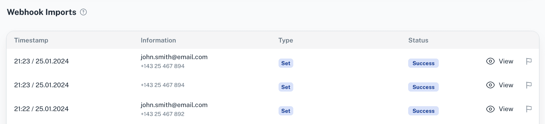 Webhook imports