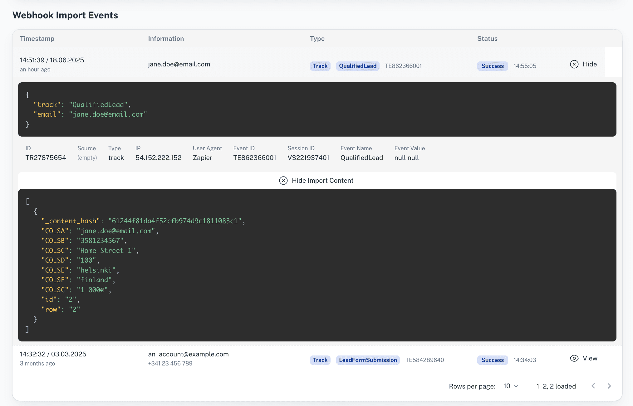 Webhook Payload
